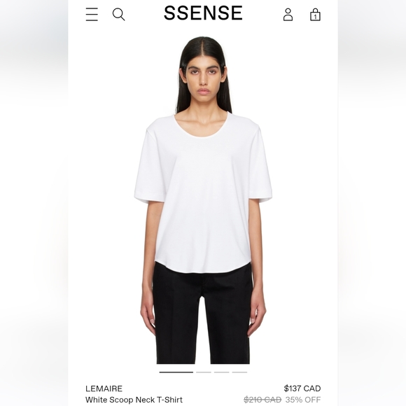 - LEMAIRE-White Scoop Neck T-Shirt - Picture 2 of 9